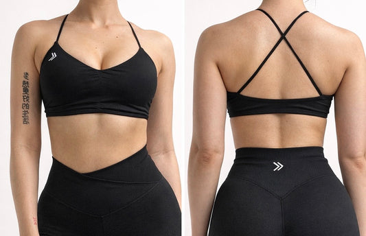 Midnight Black Strappy Sports Bra